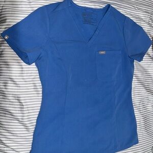 Figs Women's Short Sleeve V-Neck Top in Blue